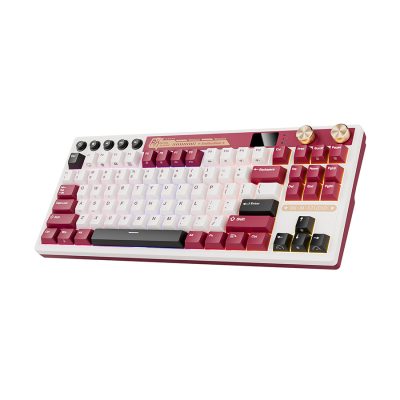 Royal Kludge RK M87 Famicom Gaming Keyboard Beige Switch Wired, Wireless 2.4G, Bluetooth  - Arabic/English