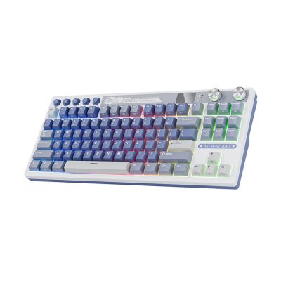 Royal Kludge RK M87 Ocean Blue Gaming Keyboard Beige Switch Wired, Wireless 2.4G, Bluetooth  - Arabic/English