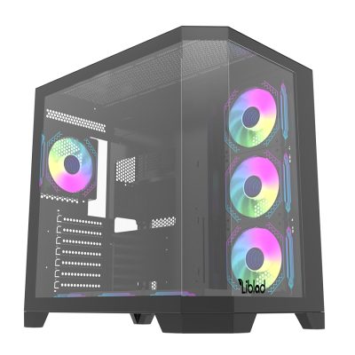 Libald TG360 Gaming Case Glass with 7 ARGB Fans and Fan ARGB Switch - Black