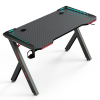 Gaming Table with Y shaped Legs - carbon fiber surface - black with cable management box 140cm x 60cm