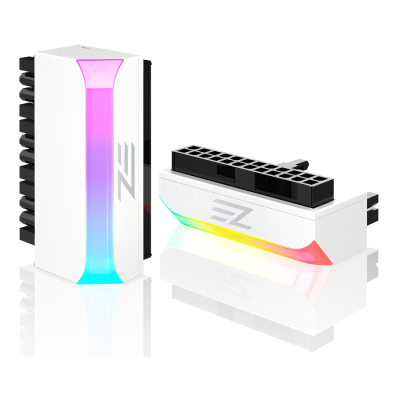 EZDIY ATX 24 PIN Angle AdapterWith ARGB Module-White EZDPI161-4