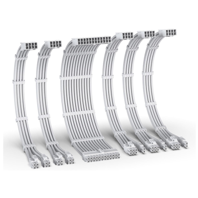 EZDIY 16AWG PSU Cable Extension 6 Cables- All White EZDPR059-11-EZ