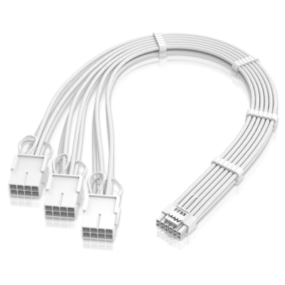 EZDIY 16AWG 12VHPWR Male to 8Pin*3 Extension Cable-All White EZDPR186-2