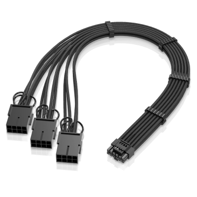 EZDIY 16AWG 12VHPWR Male to 8Pin*3 Extension Cable-Black EZDPR186-1