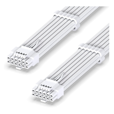 EZDIY 16AWG PSU 12VHPWR M Cable Extension 4 Cables- All White EZDPI213-1
