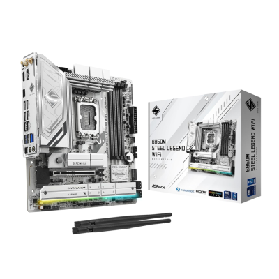 ASRock  B860M STEEL LEGEND WIFI  DDR5 GAMING MOTHERBORD-WHITE -- اللوحة الأم لجهاز الحاسب الآلي