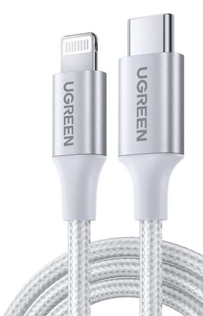 UGREEN USB-C TO LIGHTNING M/M CABLE ALUMINUM SHELL BRAIDED 1.5M SILVER 70524